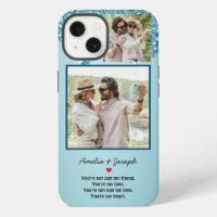 Modern Blue Glitter Custom Love Couple Photo