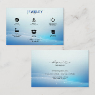 Modern Blue Glitter  Jewellery Care  Business Card