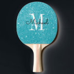 Modern Blue Glitter Monogram Personalised Name Ping Pong Paddle<br><div class="desc">Modern Blue Glitter Monogram Personalised Name Ping Pong Paddle .  You can change the colour or name you like... Custom Ping Pong Paddle.</div>