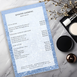 Modern Blue Glitter Salon Price List Flyer