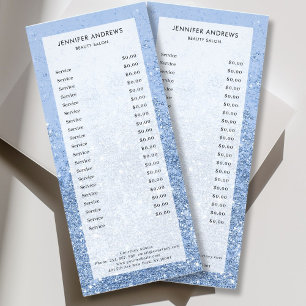 Modern Blue  Glitter Salon Price List  Rack Card