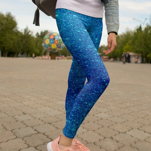 Modern Blue Glitter Sparkle Leggings (Modern Blue Glitter Sparkle Leggings)