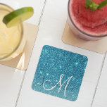 Modern Blue Glitter Sparkles Personalised Name Square Paper Coaster<br><div class="desc">Introducing our Modern Blue Glitter Sparkles Personalised Name collection, exclusively available on Zazzle! This dazzling product line is perfect for adding a touch of glamour and customisation to your everyday essentials. Embrace the modern and glamourous vibes of our Modern Blue Glitter Sparkles Personalised Name collection, available exclusively on Zazzle. With...</div>