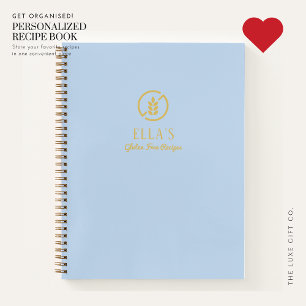 Modern Blue Gluten Free Blank Recipe Book