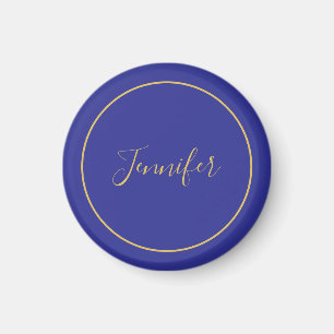 Modern Blue & Gold Color Calligraphy Plain Unique Magnet