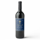 Modern Blue Gold Cross Boys 1st Communion Welcome