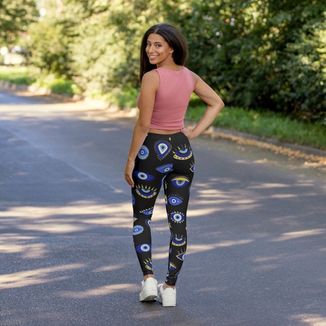 Modern Blue Gold Evil Eyes Leggings (Creator Uploaded)