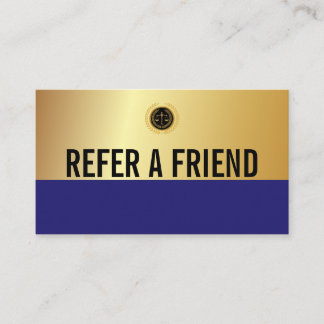 Modern Blue&Gold Lawyer Business Referral Card