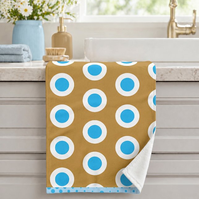 Modern Blue Gold Light Blue Circle Ring Pattern Bath Towel Set (Creator Uploaded)