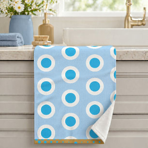 Modern Blue Gold Light Blue Circle Ring Pattern Bath Towel Set