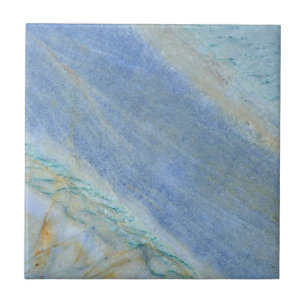 Modern Blue Gold Quartz Marble Print Tile