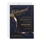 Modern Blue Gold Retirement Party
