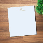 Modern Blue Gold Script Monogram Notepad<br><div class="desc">A modern,  elegant monogram design with gold handwritten minimalist script typography and sans serif block typography on an elegant pale pastel blue background. The monogram and name can be easily personalised.</div>
