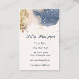 Modern Blue & gold watercolor Blot Business Card