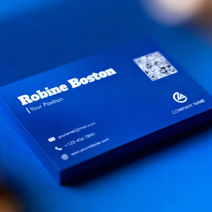 Modern Blue Gradient Business Card with QR Code