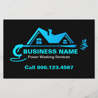 Modern Blue Gradient House Power Washing Service Flyer