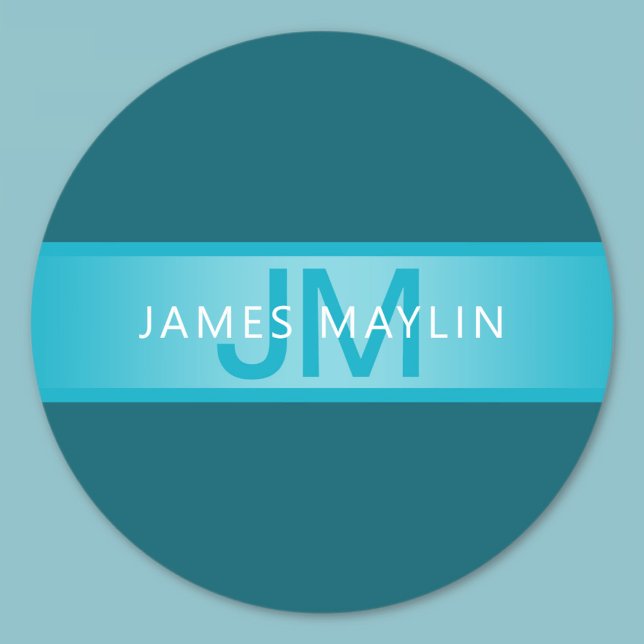 Modern Blue Gradient Name or Business Name  Classic Round Sticker (Creator Uploaded)