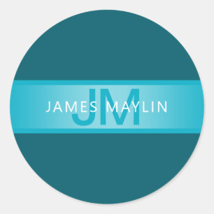 Modern Blue Gradient Name or Business Name  Classic Round Sticker