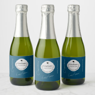 Modern Blue Graduate Congratulations Graduation Sparkling Wine Label