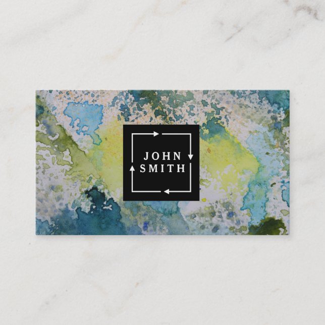 Modern Blue Graffiti Cool Abstract Art Business Ca Business Card (Front)