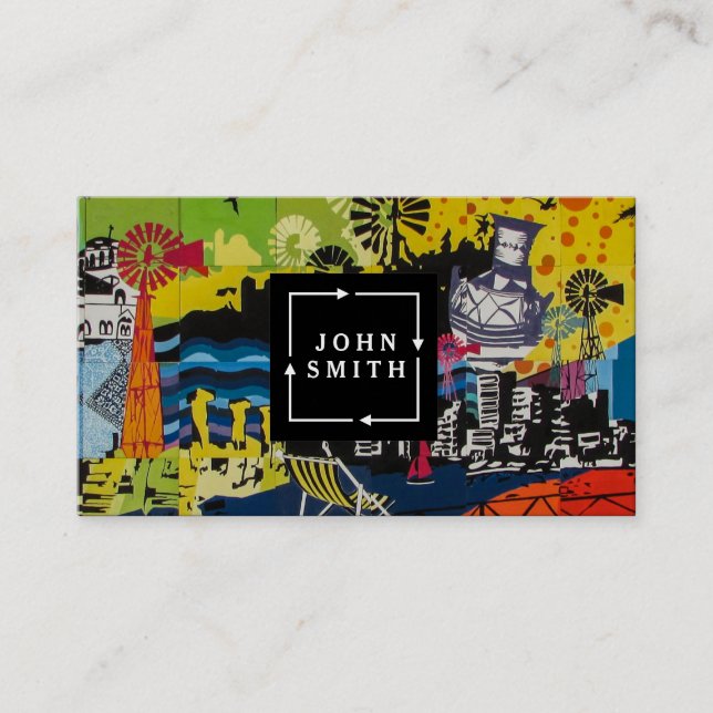 Modern Blue Graffiti Cool Abstract Art Business Ca Card (Front)