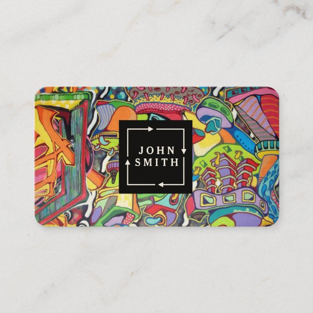 Modern Blue Graffiti Cool Abstract Art Business Ca Card (Front)