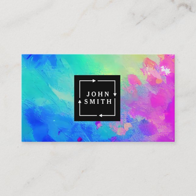Modern Blue Graffiti Cool Abstract Art Business Card (Front)