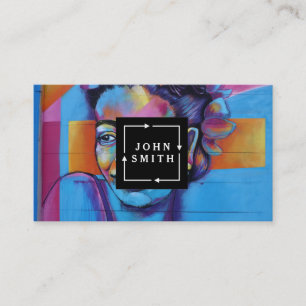 Modern Blue Graffiti Cool Abstract Art Business Card
