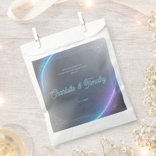 Modern Blue Gray Purple Electric Neon Glow Wedding Favour Bags