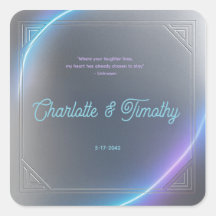 Modern Blue Gray Purple Electric Neon Glow Wedding