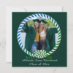 Modern Blue Green 1 Photo Graduation  Announcement