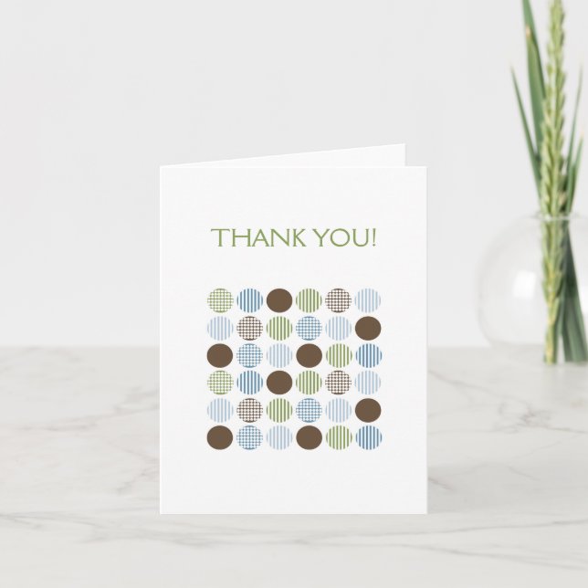 Modern Blue Green Brown Dot Thank You Notes (Front)