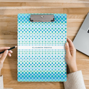 Modern Blue Green Diamond Pattern Clipboard