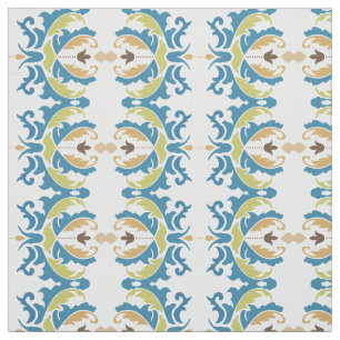 Modern Blue Green Floral Custom Fabric