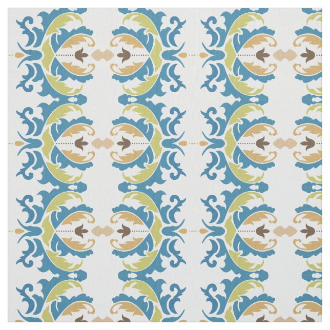 Modern Blue Green Floral Custom Fabric (Swatch)