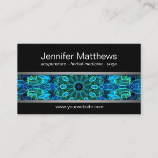 Modern Blue & Green Gems mandala Business Card