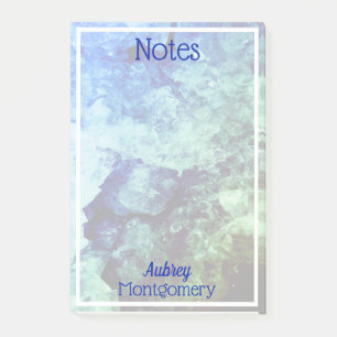 Modern Blue Green Geode Crystals Personalised Post-it Notes