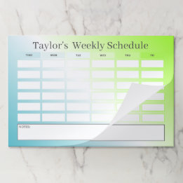 Modern Blue Green Gradient School Schedule