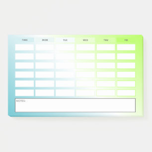 Modern Blue Green Gradient Weekly Schedule Post-it Notes