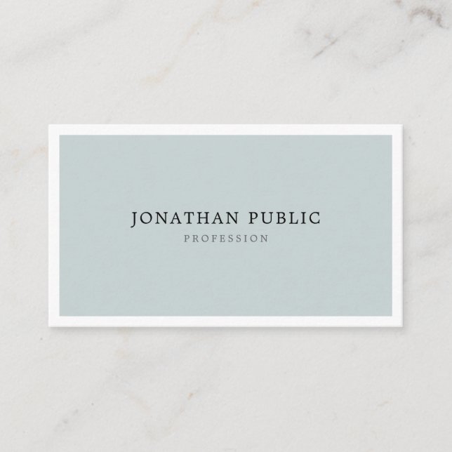 Modern Blue Green Minimalist Elegant Simple Plain Business Card (Front)