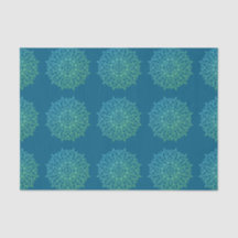 Modern Blue Green Ombre Mandala Boho Decoupage