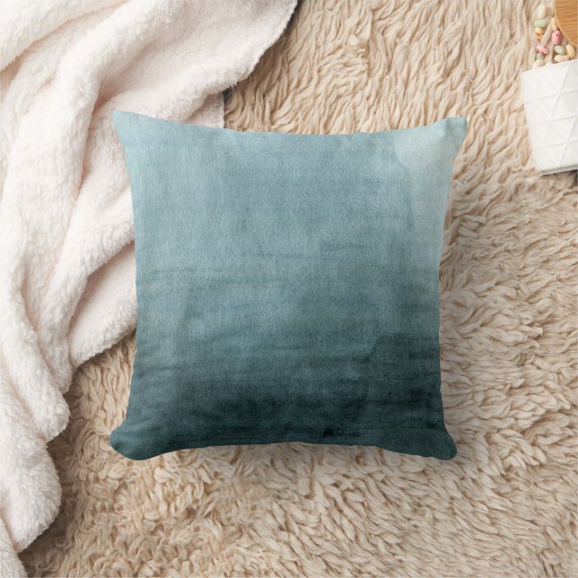 Modern Blue Green Watercolor Abstract Cushion (Blanket)