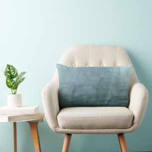 Modern Blue Green Watercolor Abstract Lumbar Cushion