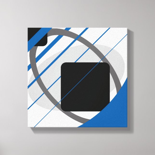 Modern Blue Grey Black Off White - Wrapped Canvas (Front)
