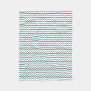 Modern Blue Grey Chevron Fleece Blanket
