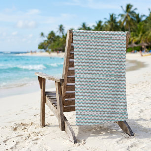 Modern Blue Grey Chevron Pattern Beach Towel
