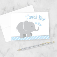 Modern Blue Grey Elephant Baby Boy Shower