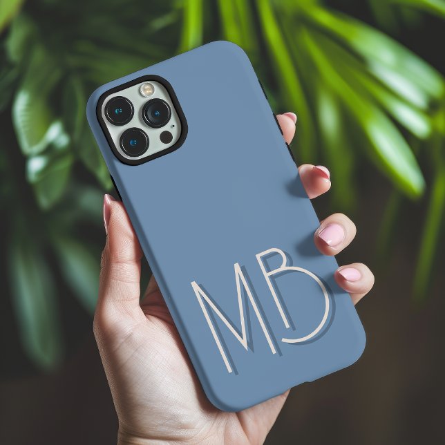 Modern Blue Grey Monogram Initials Contemporary Case-Mate iPhone Case (Creator Uploaded)