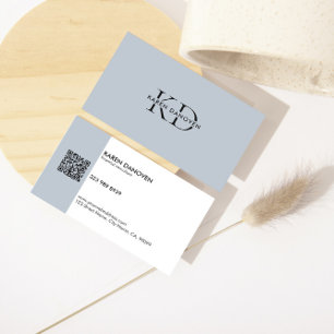 Modern Blue-Grey Monogram Professional Business Card