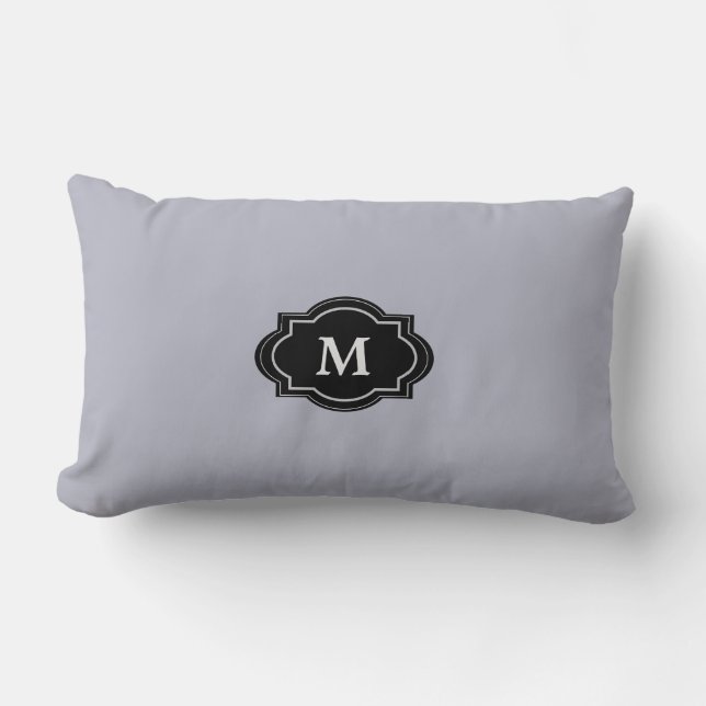 Modern Blue Grey Monogram stylish Throw Pillow (Front)